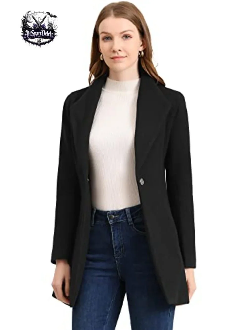 Allegra K Women's Winter Coat Lapel One Button Warm Office Work OverCoat